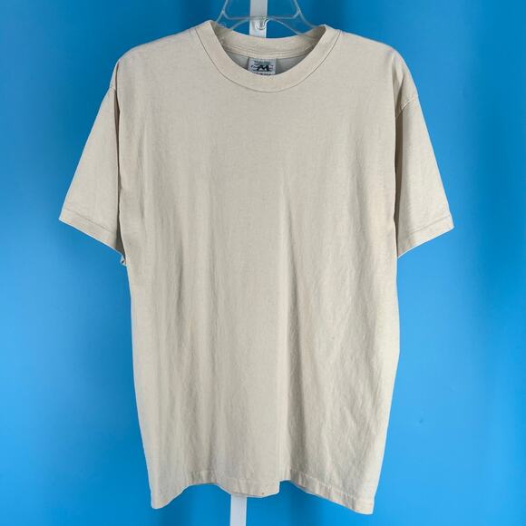 90s blank solid cream tshirt 1990s vintage - Picture 1 of 5